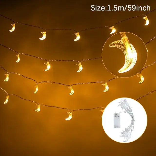 Eid Mubarak Moon Star Led String Light