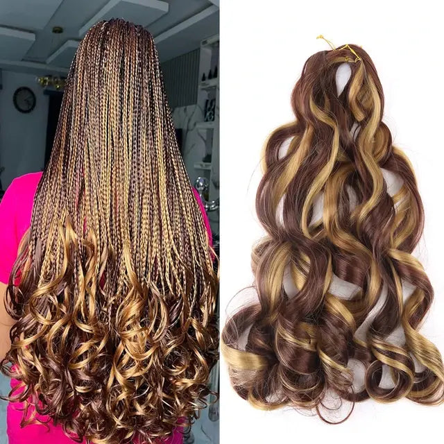 French Curly Crochet Braiding Hair Synthetic Loose Wave Ombre Braids Spiral Curls Pre Stretched Hair Extensions for Women