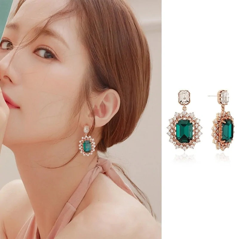 MENGJIQIAO 2024 Korean TV Star Crystal Tassel Drop Earrings for Women Party Jewelry