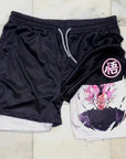 Anime Running Shorts Men Fitness Gym Training 2 in 1 Sports Shorts