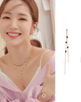 MENGJIQIAO 2024 Korean TV Star Crystal Tassel Drop Earrings for Women Party Jewelry