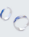 Adjustable Van Gogh Starry Night Couple Rings: Silver with Blue Stars - Valentine's Jewelry