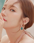 MENGJIQIAO 2024 Korean TV Star Crystal Tassel Drop Earrings for Women Party Jewelry