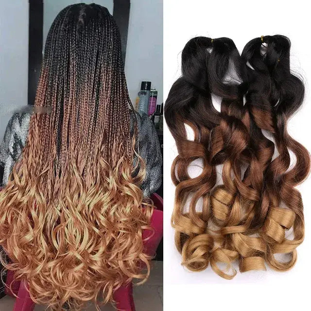 French Curly Crochet Braiding Hair Synthetic Loose Wave Ombre Braids Spiral Curls Pre Stretched Hair Extensions for Women