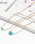 EVIL EYE Turkish Bead Necklace: Copper Gold Color Long Chain Jewelry