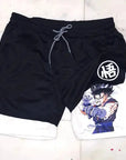 Anime Running Shorts Men Fitness Gym Training 2 in 1 Sports Shorts