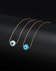 EVIL EYE Turkish Bead Necklace: Copper Gold Color Long Chain Jewelry