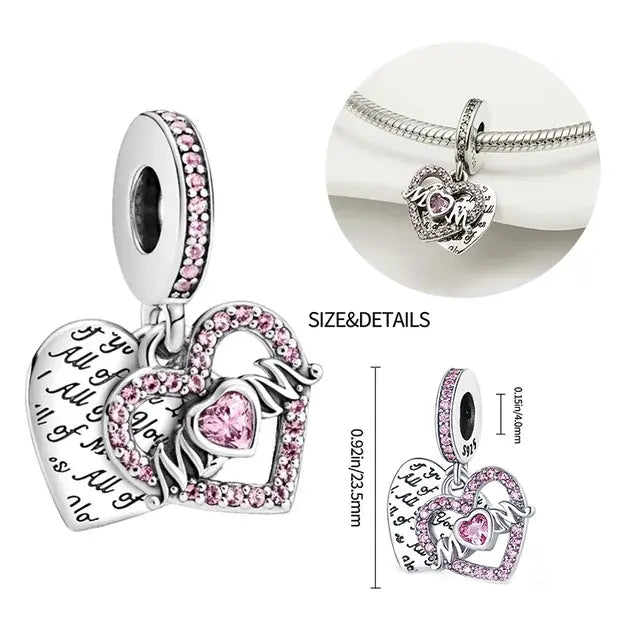 024 925 Sterling Silver Crystal Slippers Barbie Series Beads Suitable for Original Pandora Bracelet DIY Gift