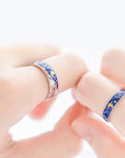 Adjustable Van Gogh Starry Night Couple Rings: Silver with Blue Stars - Valentine's Jewelry