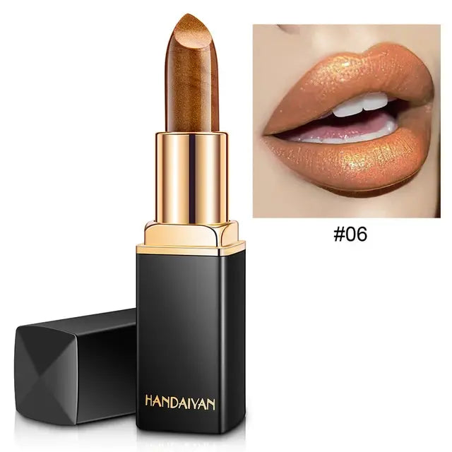 Shiny Gold Black Tube Lipstick Pearl Moisturizing Lipstick 9 Colors Available