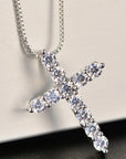 Crystal Cross Pendant Silver Chain Necklace - Fashionable Women's Jewelry Gift