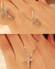 Crystal Cross Pendant Silver Chain Necklace - Fashionable Women's Jewelry Gift