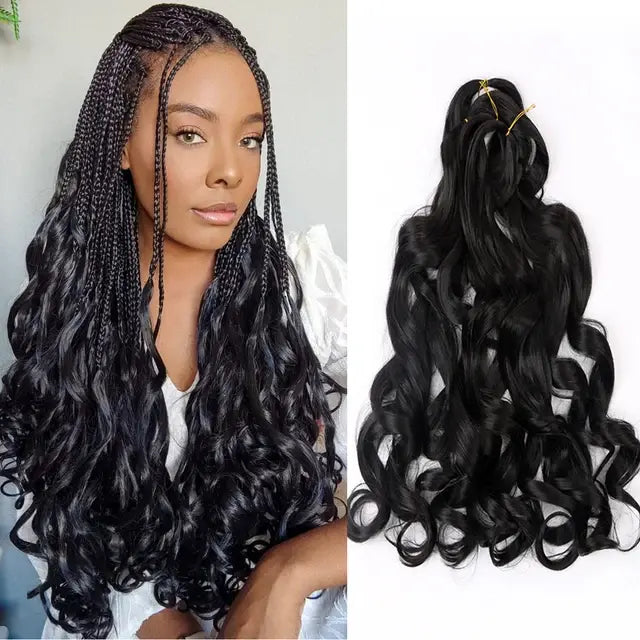 French Curly Crochet Braiding Hair Synthetic Loose Wave Ombre Braids Spiral Curls Pre Stretched Hair Extensions for Women