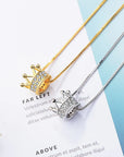 Princess Crown CZ Pendant Necklace: Unique Fine Jewelry for Women