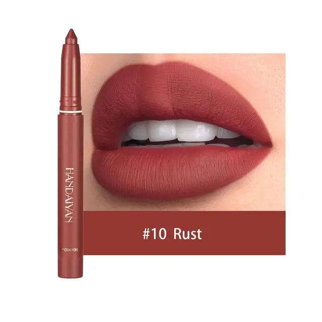 HANDAIYAN Matte Lipstick Non-smudge Rotating Lipstick Lip Liner with Pencil Sharpener