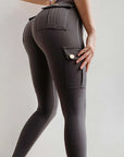 High Waist Pocketed Polyester Fitness Leggings for Women