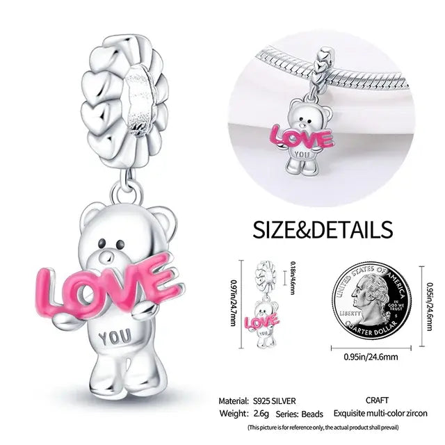 024 925 Sterling Silver Crystal Slippers Barbie Series Beads Suitable for Original Pandora Bracelet DIY Gift