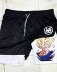 Anime Running Shorts Men Fitness Gym Training 2 in 1 Sports Shorts