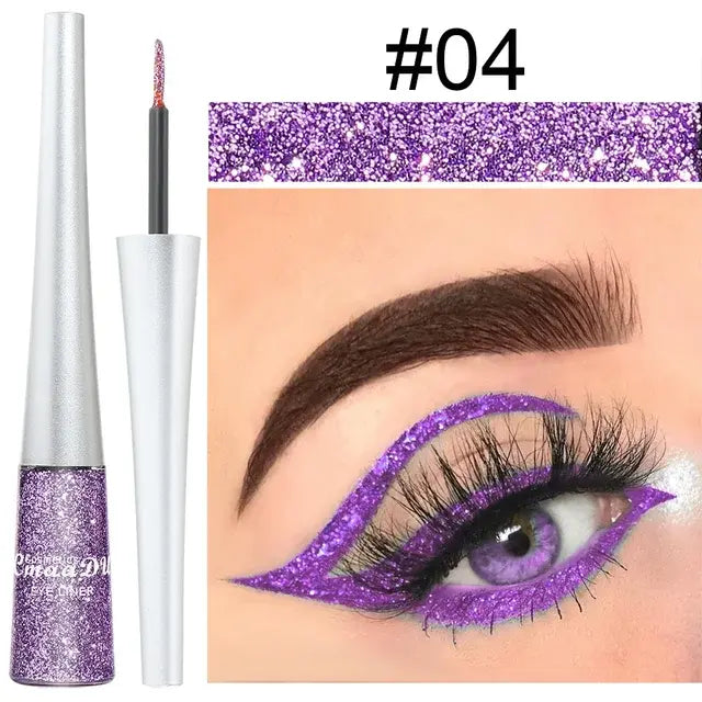 Colorful Liquid Glitter Eyeliner Pearly Sequins Shiny Eyeliner Waterproof Diamond Eyeliner Women Makeup Cosmetics Purple