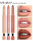 HANDAIYAN Matte Lipstick Non-smudge Rotating Lipstick Lip Liner with Pencil Sharpener