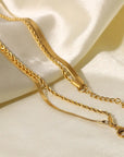 Uworld Simple Jewelry 18K Gold Plated Flat Snake Chain Layer Necklace