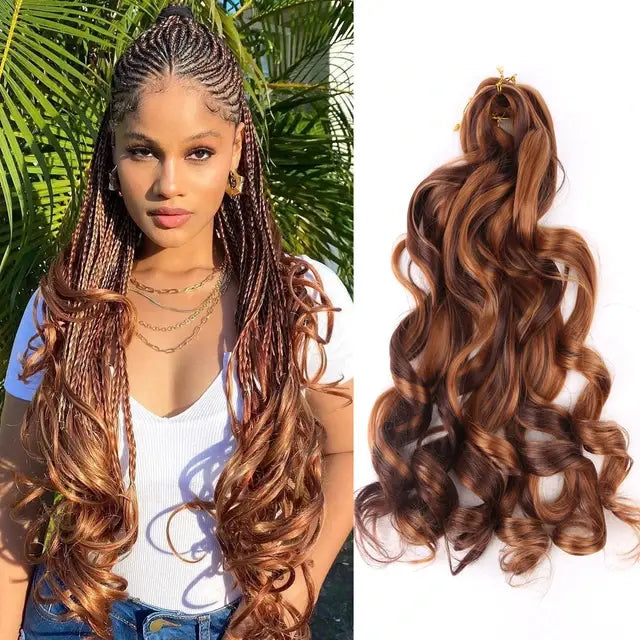 French Curly Crochet Braiding Hair Synthetic Loose Wave Ombre Braids Spiral Curls Pre Stretched Hair Extensions for Women