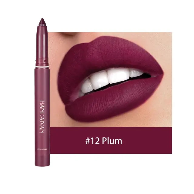 HANDAIYAN Matte Lipstick Non-smudge Rotating Lipstick Lip Liner with Pencil Sharpener