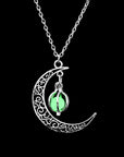 FAMSHIN Luminous Moon Pendant Necklace with Natural Glowing Stone - Healing Charm Jewelry for Women