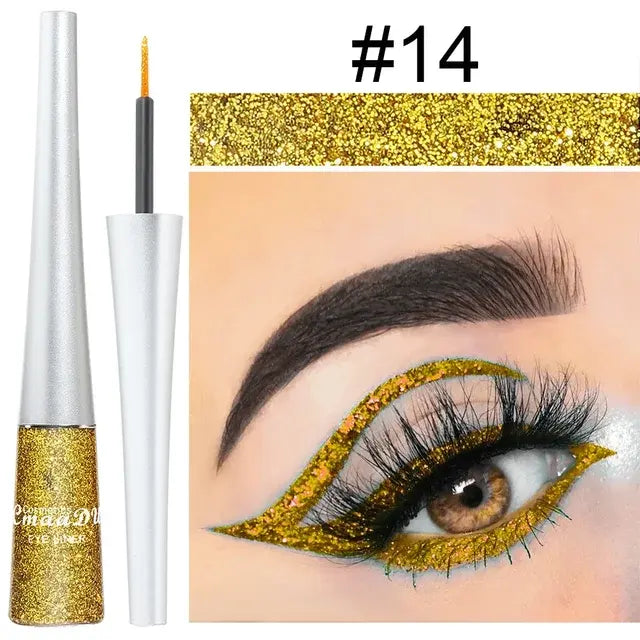 Colorful Liquid Glitter Eyeliner Pearly Sequins Shiny Eyeliner Waterproof Diamond Eyeliner Women Makeup Cosmetics Purple