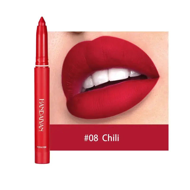 HANDAIYAN Matte Lipstick Non-smudge Rotating Lipstick Lip Liner with Pencil Sharpener