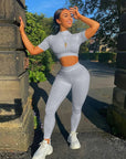 Women Sport Fitness 2 Two Piece Set Tracksuit