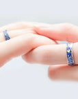 Adjustable Van Gogh Starry Night Couple Rings: Silver with Blue Stars - Valentine's Jewelry