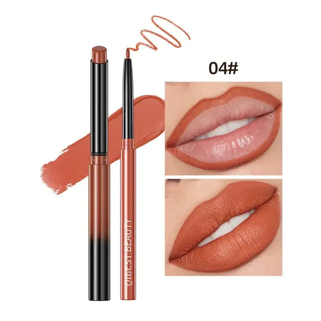 QIBEST 2 Piece Set Long Lasting Lipstick Lip Liner Waterproof Contour Makeup