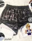 Anime Running Shorts Men Fitness Gym Training 2 in 1 Sports Shorts