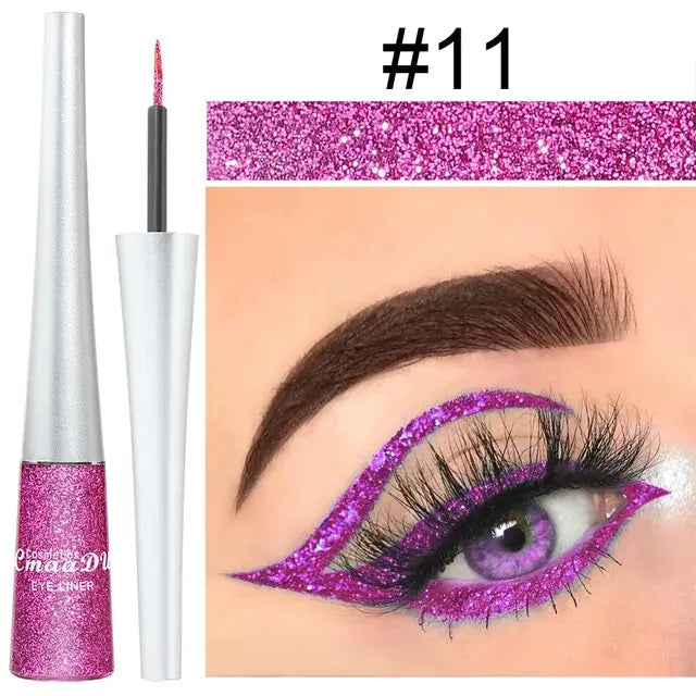 Colorful Liquid Glitter Eyeliner Pearly Sequins Shiny Eyeliner Waterproof Diamond Eyeliner Women Makeup Cosmetics Purple