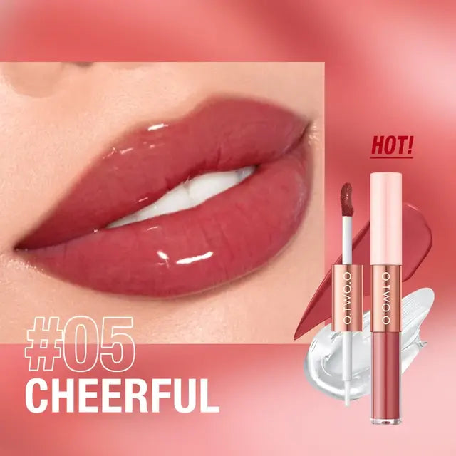 O.TWO.O Double Head Matte Lipstick 24hr Non-Stick Cup Lip Gloss Tint Plumper Long Lasting Waterproof Lipstick Makeup