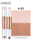 O.TW OO Double Head Contour Pen Waterproof Matte Finish Highlighters Shadow Liner Face Cosmetics