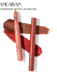 HANDAIYAN Matte Lipstick Non-smudge Rotating Lipstick Lip Liner with Pencil Sharpener