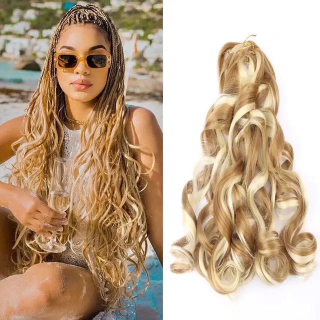 French Curly Crochet Braiding Hair Synthetic Loose Wave Ombre Braids Spiral Curls Pre Stretched Hair Extensions for Women