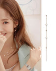 MENGJIQIAO 2024 Korean TV Star Crystal Tassel Drop Earrings for Women Party Jewelry