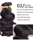 Brazilian Body Wave Hair Bundles 100% Virgin Human Hair Extensions Natural Color Remy Hair 1/3/4 Pieces