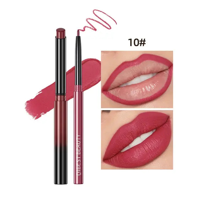 QIBEST 2 Piece Set Long Lasting Lipstick Lip Liner Waterproof Contour Makeup