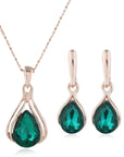 Crystal Rose Gold Water Drop Jewelry Set