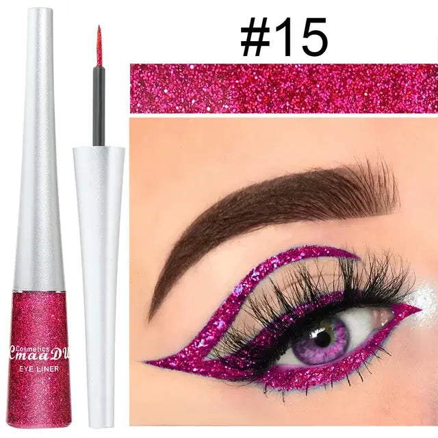 Colorful Liquid Glitter Eyeliner Pearly Sequins Shiny Eyeliner Waterproof Diamond Eyeliner Women Makeup Cosmetics Purple