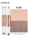 O.TW OO Double Head Contour Pen Waterproof Matte Finish Highlighters Shadow Liner Face Cosmetics