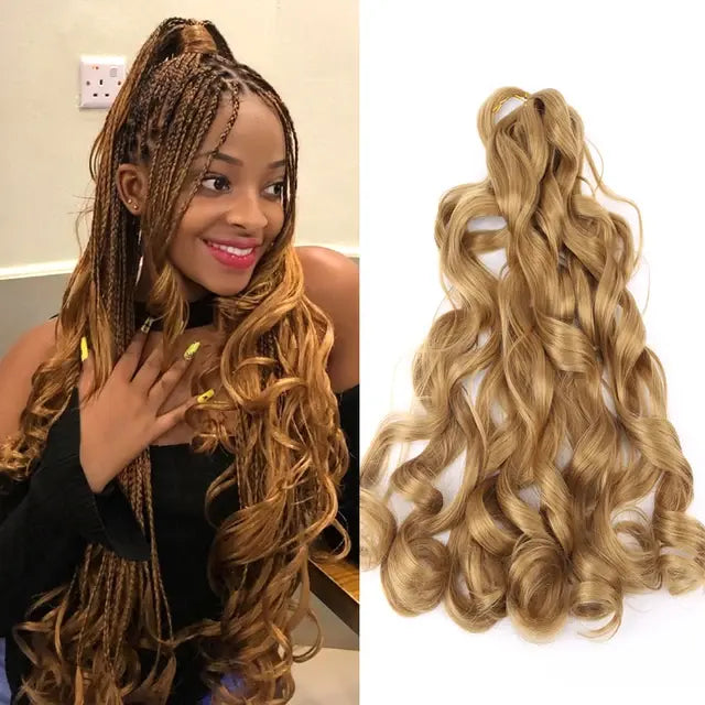 French Curly Crochet Braiding Hair Synthetic Loose Wave Ombre Braids Spiral Curls Pre Stretched Hair Extensions for Women