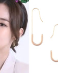 MENGJIQIAO 2024 Korean TV Star Crystal Tassel Drop Earrings for Women Party Jewelry