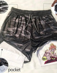 Anime Running Shorts Men Fitness Gym Training 2 in 1 Sports Shorts