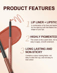 QIBEST 2 Piece Set Long Lasting Lipstick Lip Liner Waterproof Contour Makeup