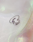 Delicate Zircon Heart Moon Adjustable Ring: Fashionable Korean Style Jewelry for Women